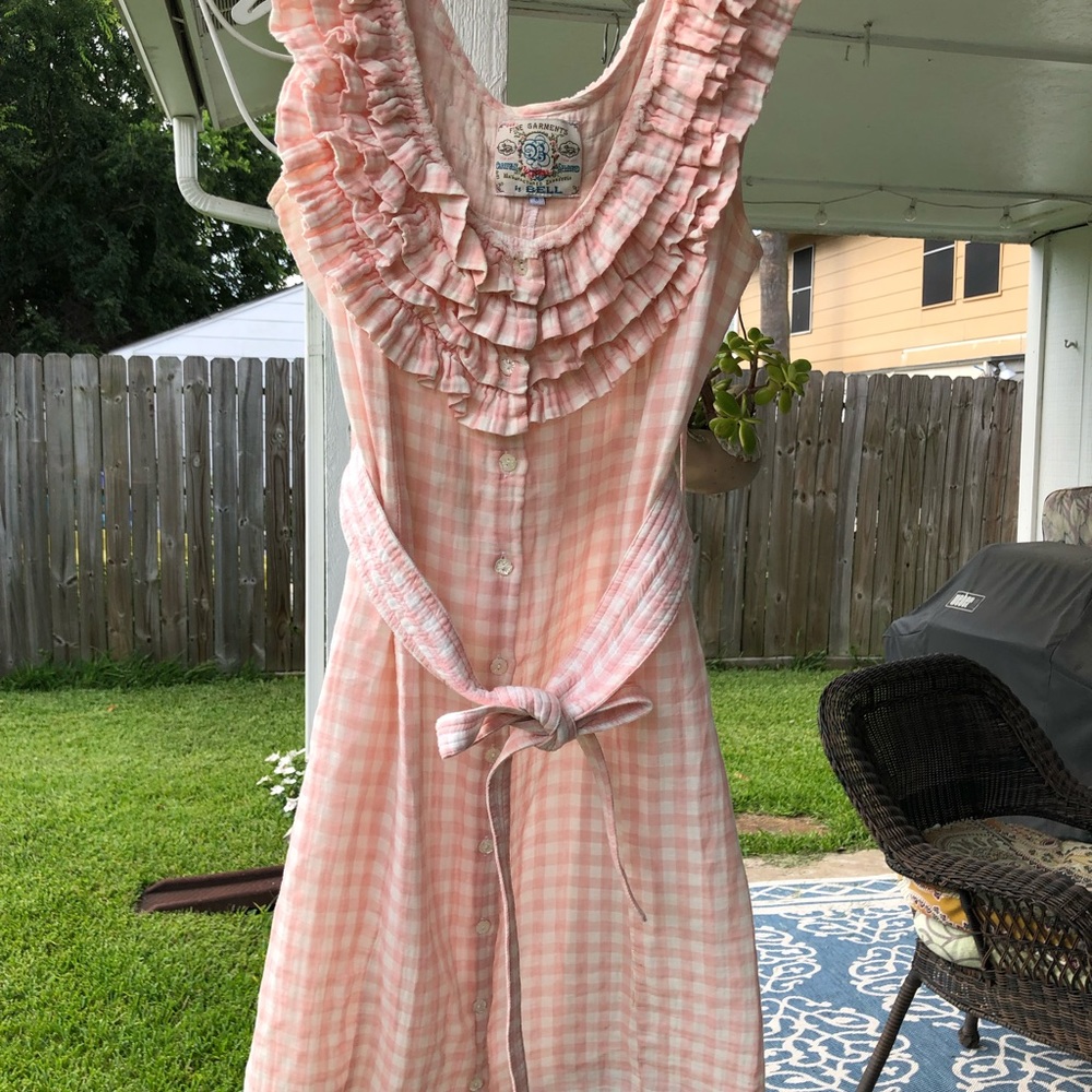 Bell Fine Garments Pink Check Ruffle Dress 8 - Picture 10 of 11